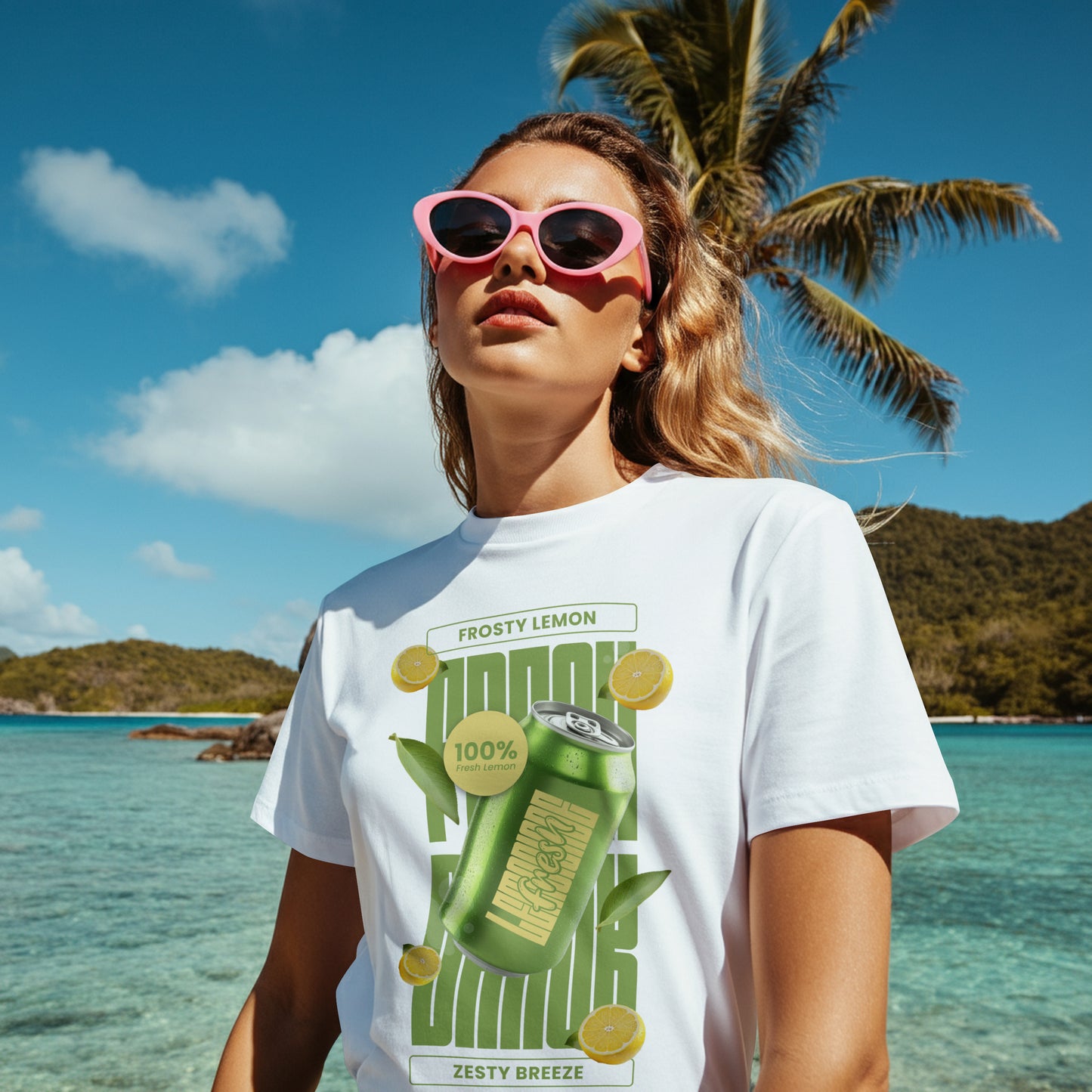 Women's Lemons Graphic T-Shirt - Soft Cotton Blend Tee in White, Grey, Blue, Yellow, Pink, Green, Beige, Black | Sizes S-5XL