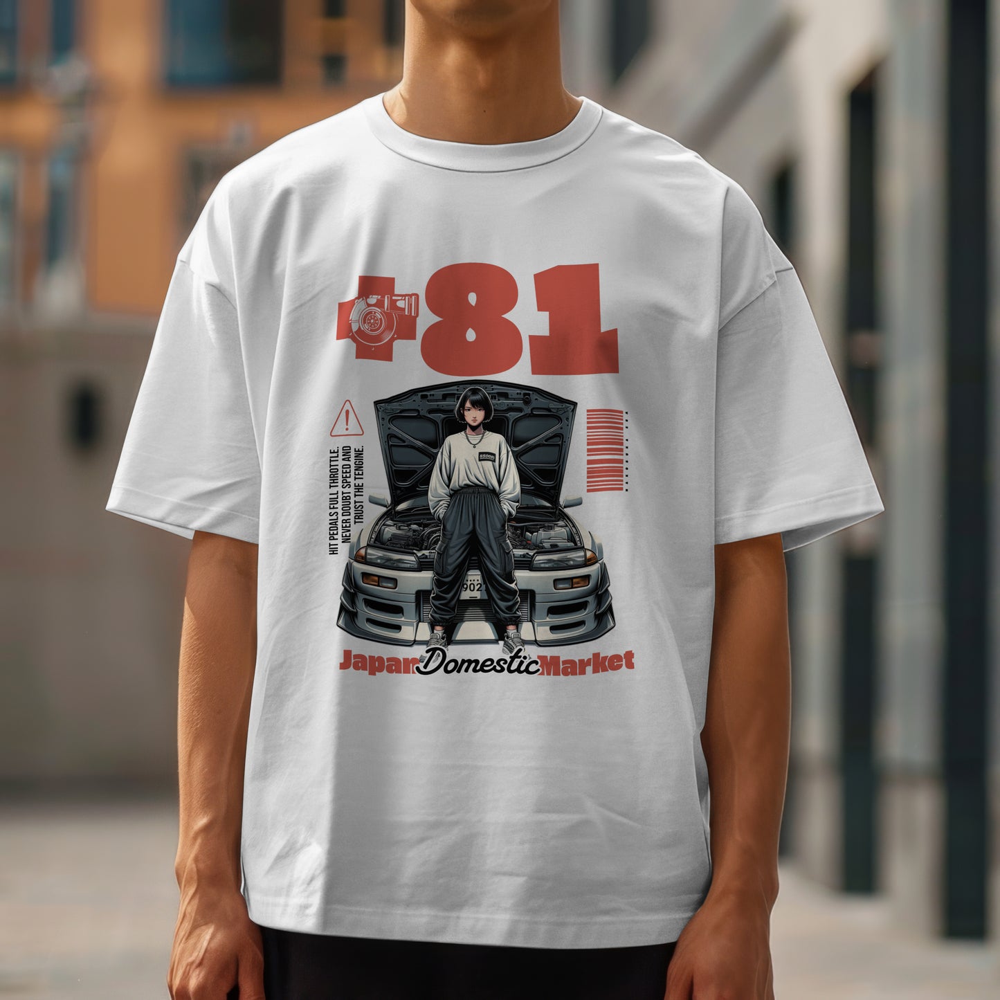 Men's JDM Graphic T-Shirt - Soft Cotton Blend Tee in White, Beige, Pink, Blue, Grey | Sizes S-5XL
