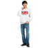 White Union Jack Make Britain Great Again men's graphic sweatshirt in white, soft 50/50 cotton-poly blend, sizes S to XL