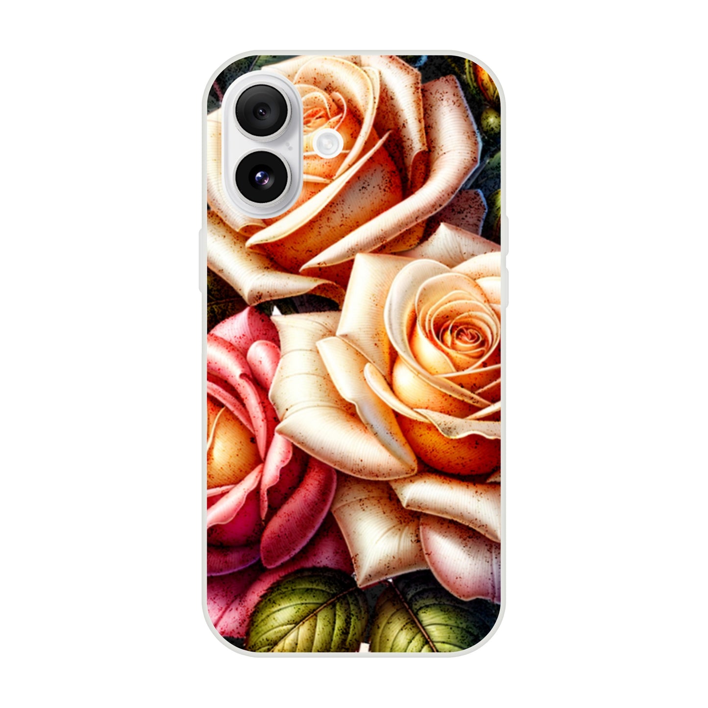 iPhone case with a design of roses on a white background 9
