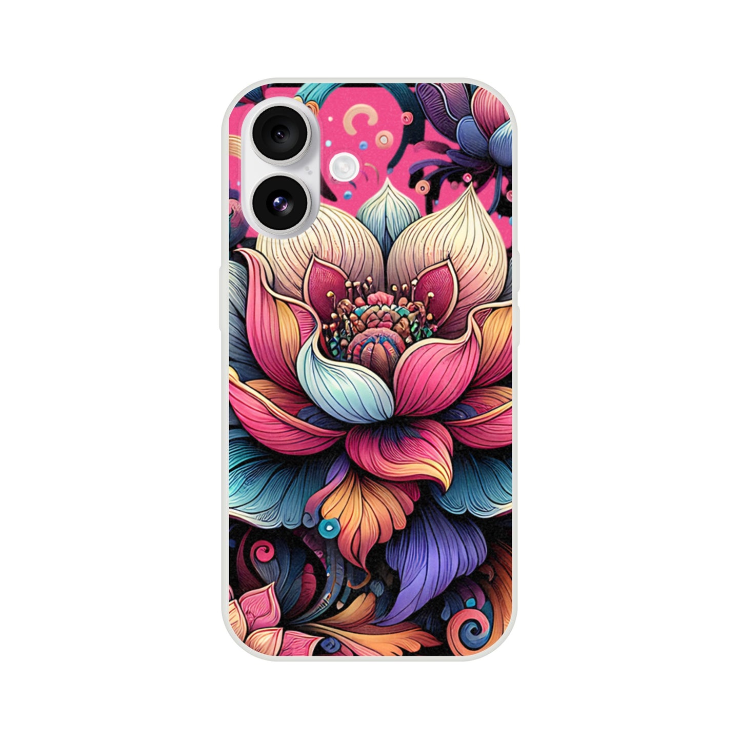 iPhone case with a colorful floral design on a white background 14