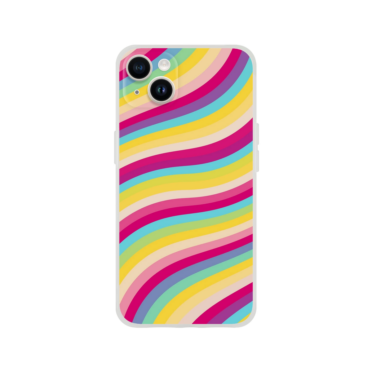 Groovy Rainbow Wave iPhone Case for iPhone 13-16 with retro Y2K rainbow stripes, slim matte finish