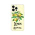 Lemon branch iPhone case on pale yellow, slim protective cover with Lemon Quencher text for iPhone 16/15/14/13