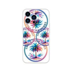 Urban Palm Trees iPhone Case 13-16 with retro palm design, matte finish, slim shock-absorbing TPU