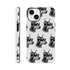 Gangster dog two-layer protective phone case with wraparound print for iPhone 16, 15, 14, 13, glossy finish.