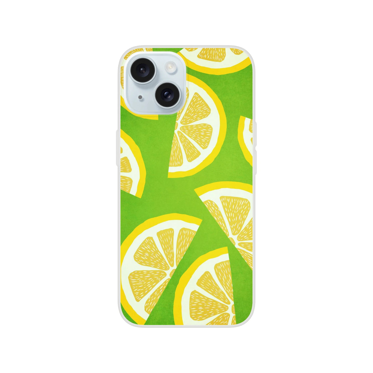 Cute lemon slice iPhone case for 13-16, slim matte finish, shock-absorbing TPU, citrus print.