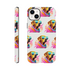 Durable iPhone case with wraparound dog pattern and sunglasses - glossy dual-layer protection for iPhone 16/15/14/13