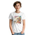 Tequila women's graphic T‑shirt in white with tropical beach scene print on model.