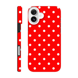 Cute red & white polka dot tough iPhone case with dual-layer TPU shell protection for models 13 through 16.