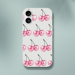 Glitter ball cherries pattern on a transparent slim iPhone case protective cover for iPhone 13-16