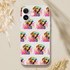 Transparent flexible slim protective phone case with a cool dog wearing sunglasses repeating pattern for iPhone 13–16