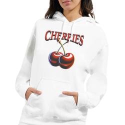 Women's Y2K Cherries Hoodie with bold cherries graphic and CHERRIES lettering.