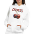 Women's Y2K Cherries Hoodie with bold cherries graphic and CHERRIES lettering.
