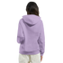 Back view of woman wearing lavender Gent Dog Jumper Women's Graphic Hoodie with hood, front pocket, and rib cuffs.