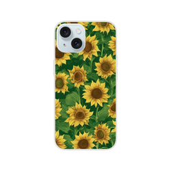 Sunflower iPhone case for 13-16 with a cute floral botanical pattern.