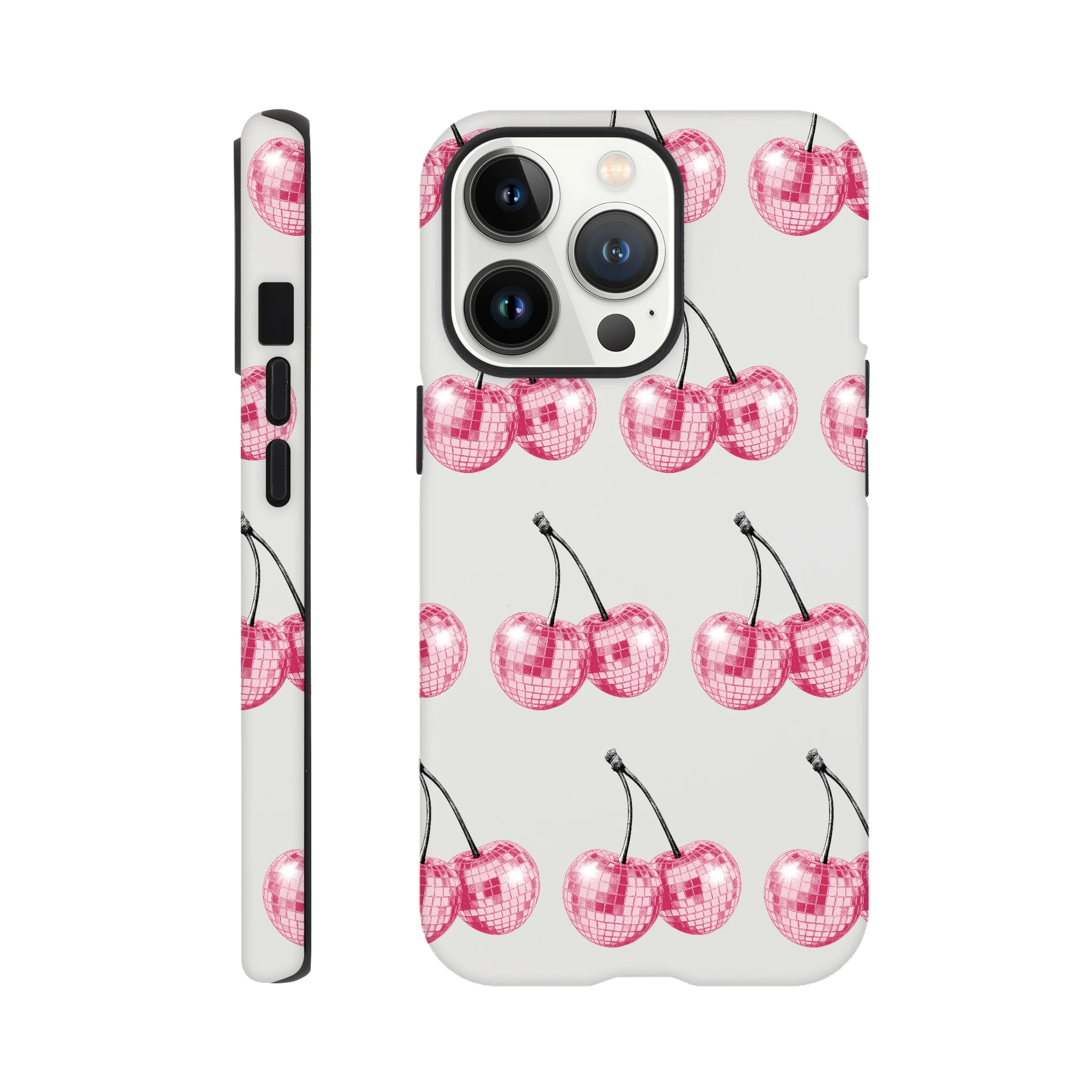 Glitter ball cherries wraparound dual-layer tough protective case for iPhone 16 15 14 13