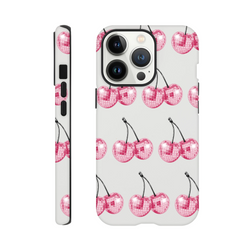 Glitter ball cherries wraparound dual-layer tough protective case for iPhone 16 15 14 13