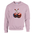 Cherries jumper graphic on pink women's cotton-polyester sweatshirt.