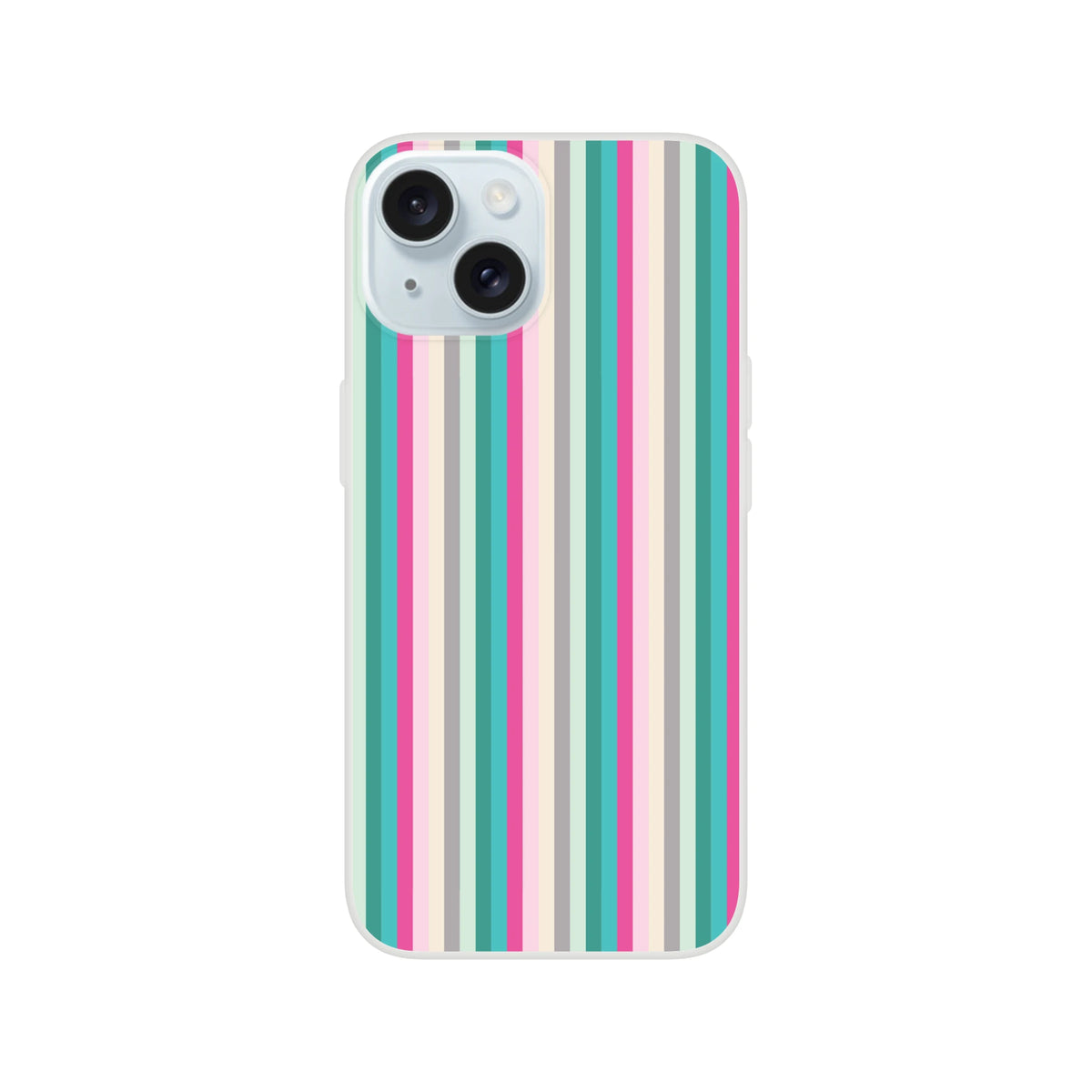 Pastel stripe iPhone case for 13-16, colorful aesthetic cover with vertical pastel stripes.