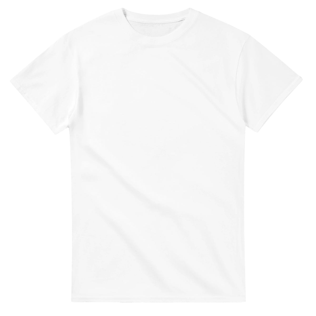 White women's short-sleeve crew-neck T-shirt on white background.