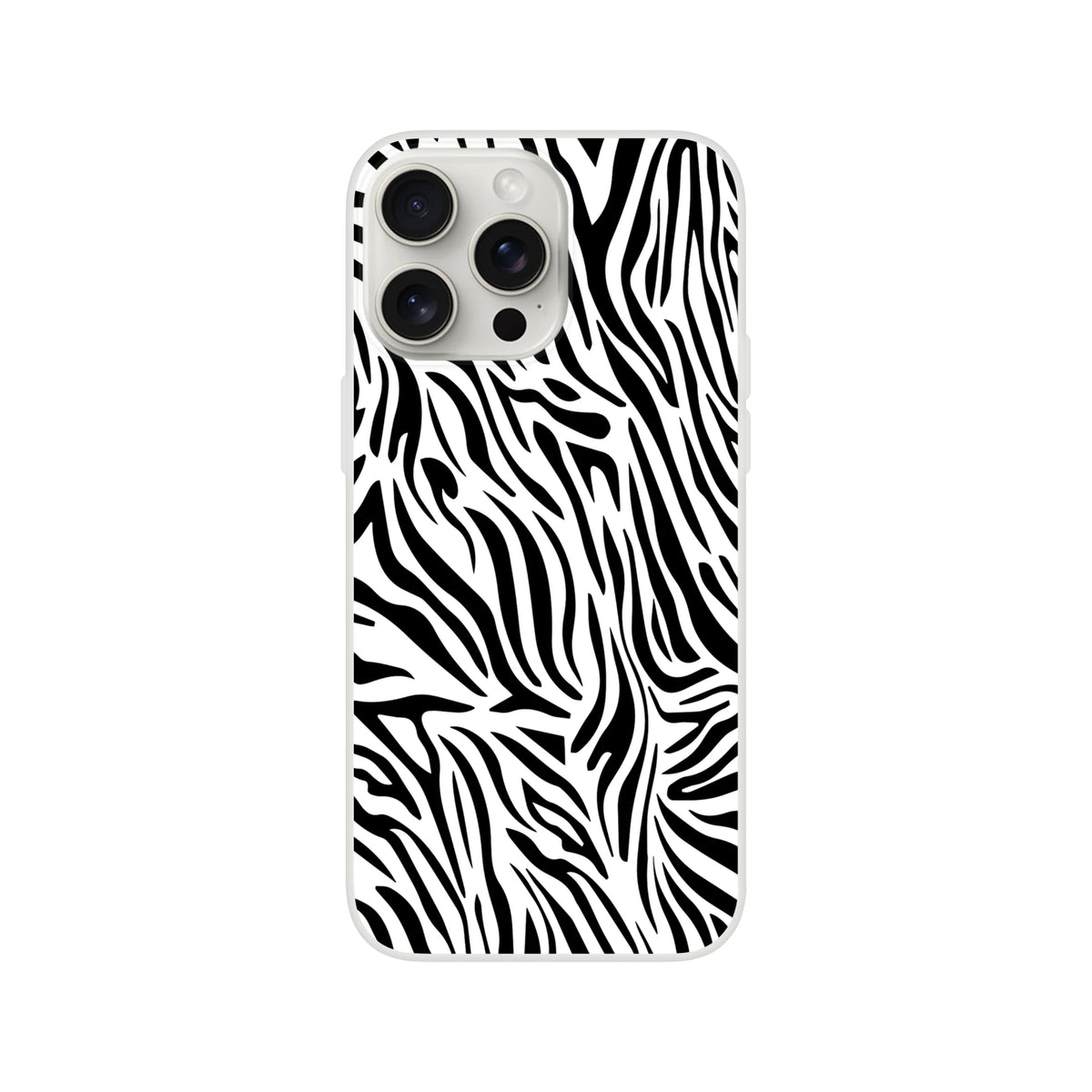 Black and white zebra print iPhone case for iPhone 13-16, bold Y2K animal aesthetic with durable print