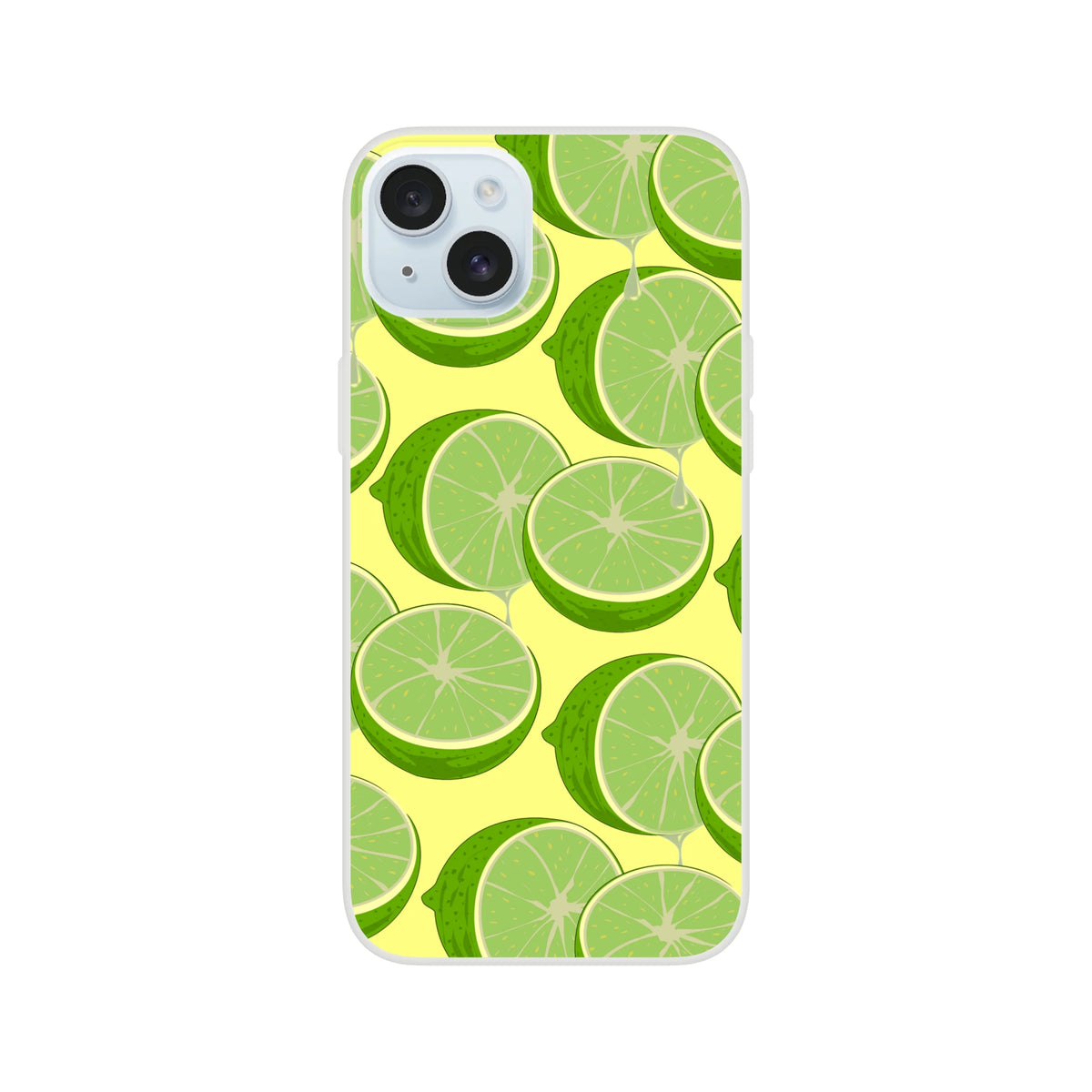 Cute lime-slice iPhone case for 13–16 with yellow background and lime segments