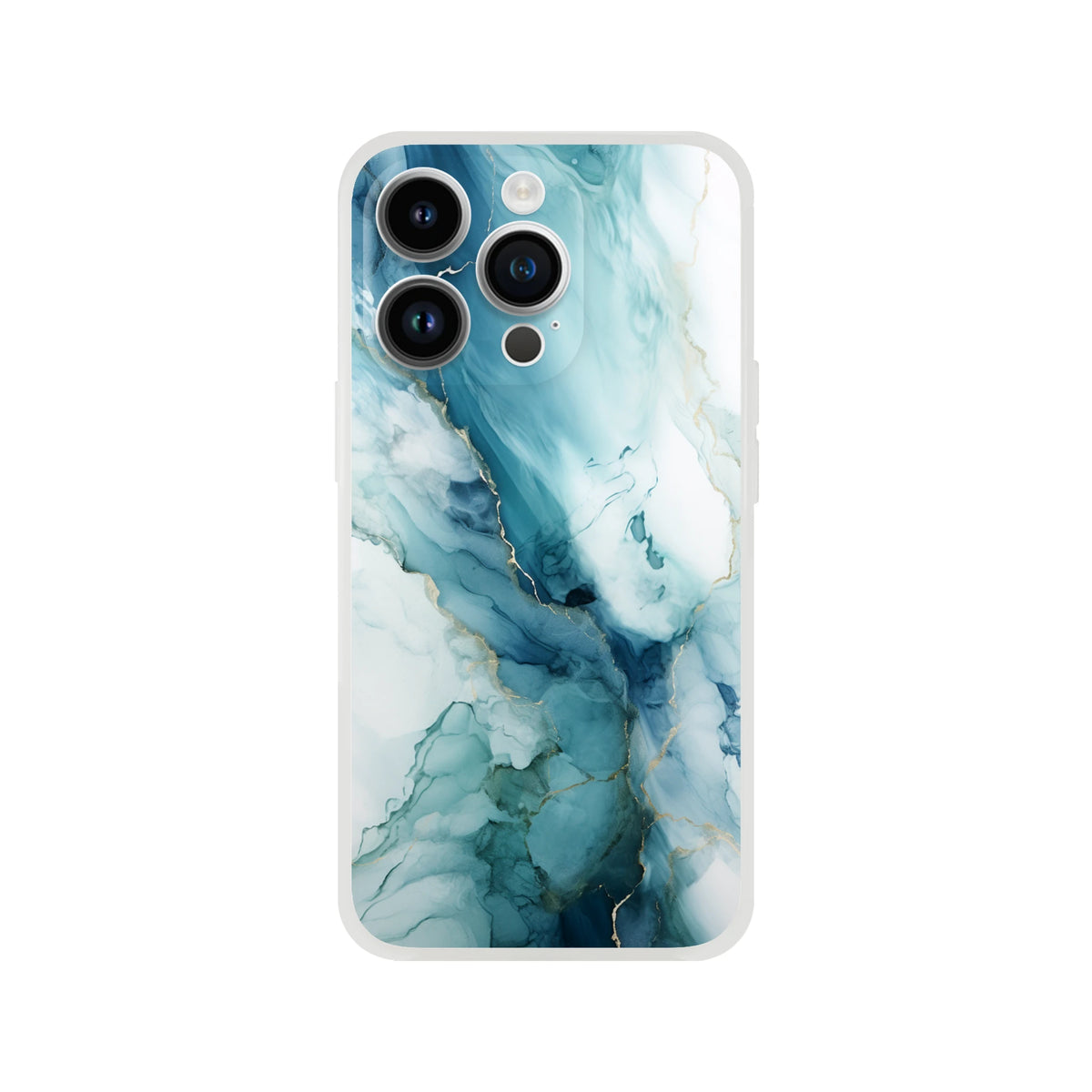 Blue Marble iPhone Case 13-16 with ocean agate abstract design and slim matte finish