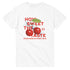 White women's cotton-blend graphic tee with red cherries and bold How Sweet The Taste text.