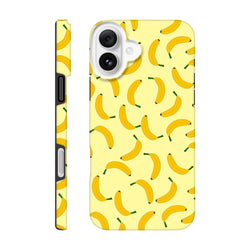Yellow banana pattern iPhone case offering tough protection with a cute fruit design and wraparound coverage for daily carry.