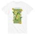 White women's cotton blend graphic tee with lime-green lemonade can and lemon slices.