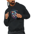 Men's black hoodie with neon bulldog graphic wearing sunglasses, front pocket, 50/50 cotton-poly blend.