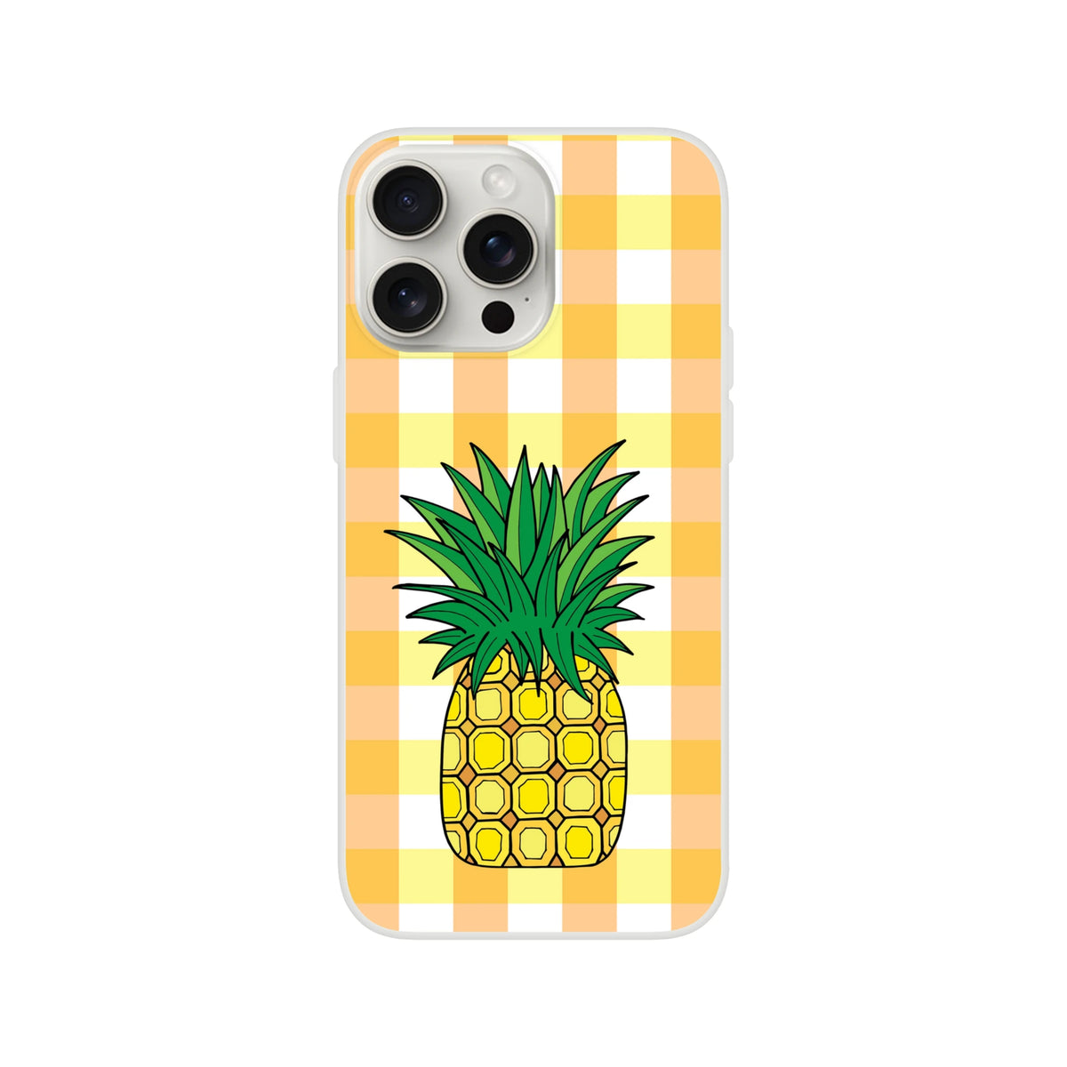 Pineapple gingham iPhone case for 13-16, sunny summer vibes with a vivid, long-lasting print.