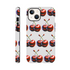 Cherries pattern tough protective iPhone case with glossy double-layer wraparound print for iPhone 16, 15, 14, 13.