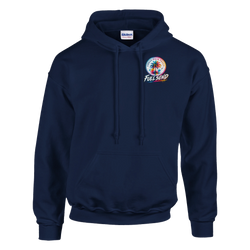 Navy blue hoodie featuring a colorful Urban Palm Trees circle logo with "Full Send" text on the chest.