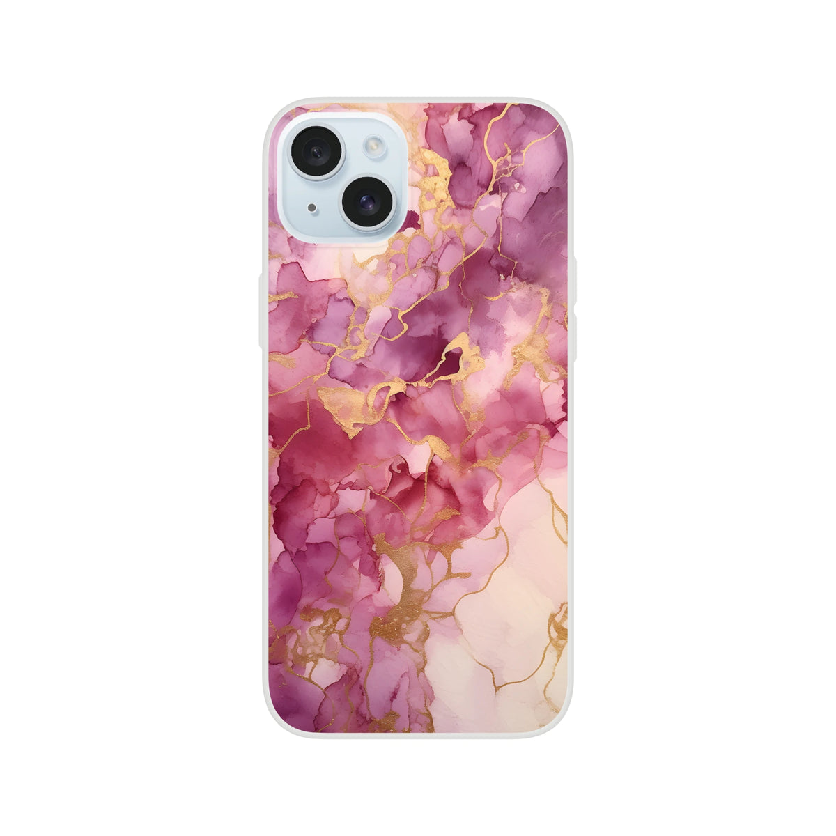 Pink Marble iPhone Case for 13-16 with blush rose-gold abstract pattern in a slim matte shell.