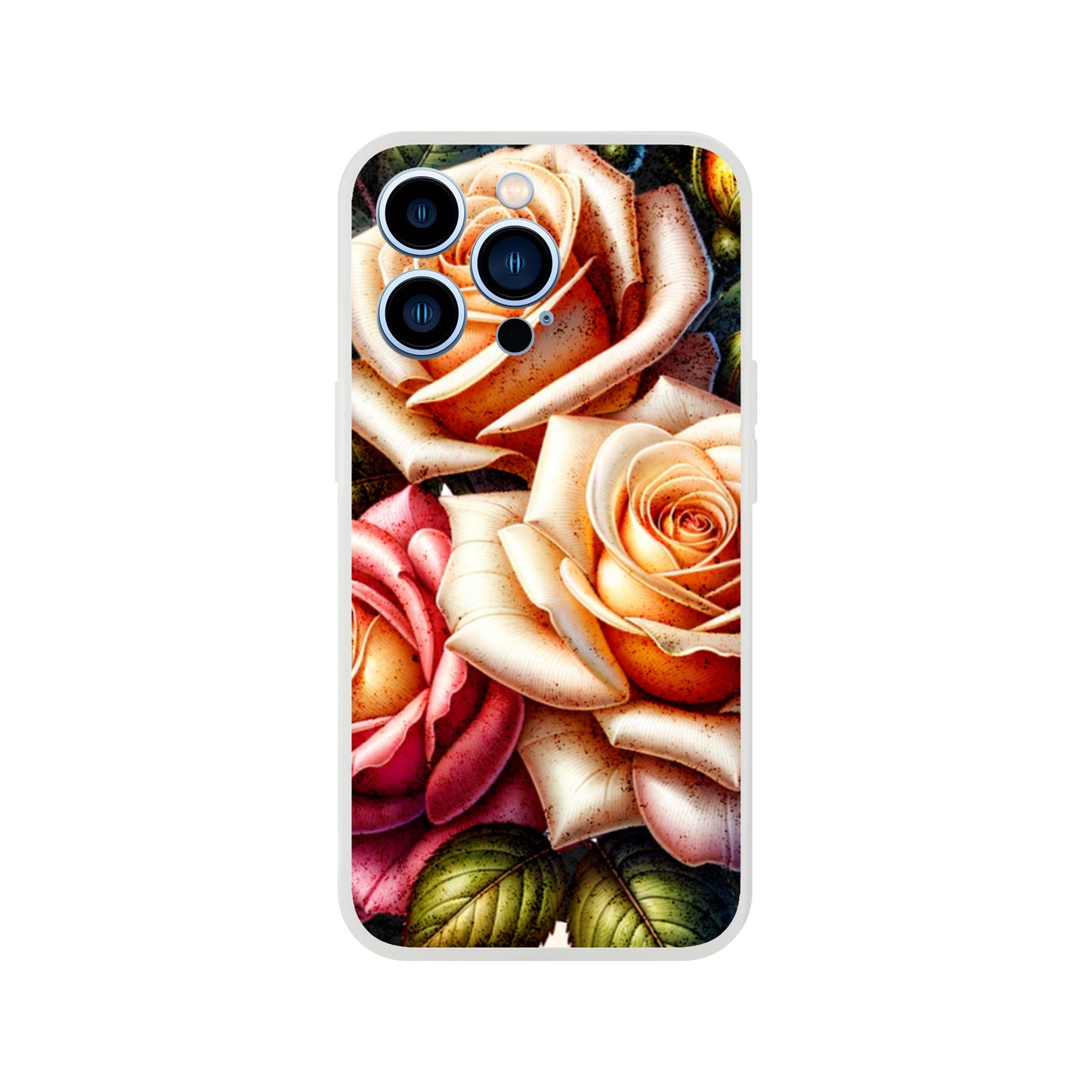 iPhone case with a design of roses on a white background 13