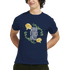 Navy Good Vibes Only men's graphic tee in soft cotton blend with yellow roses and leafy floral wreath.