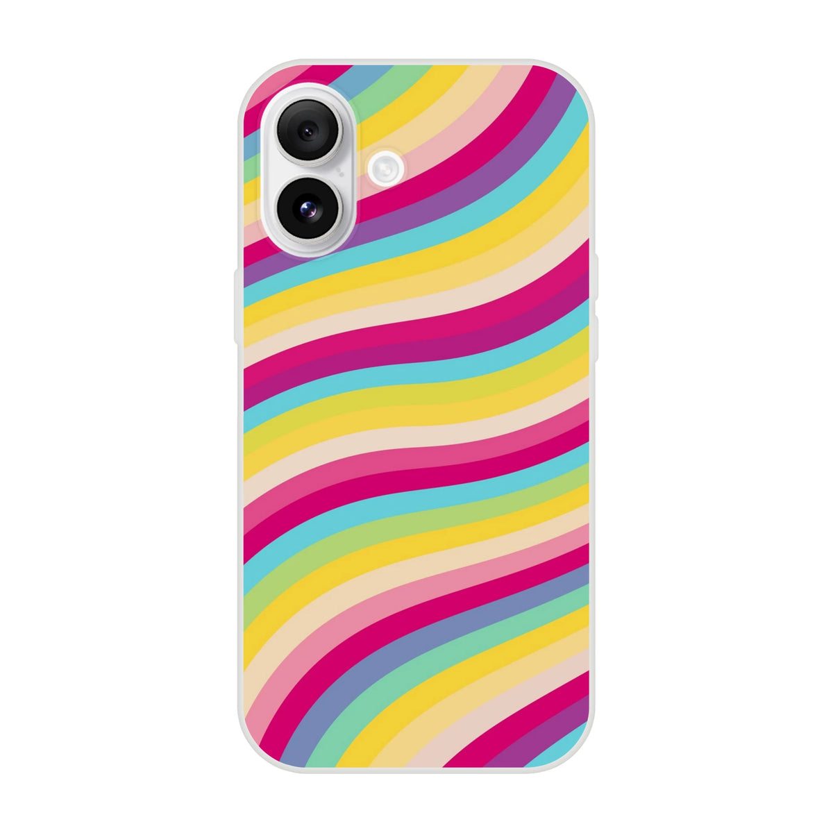 Groovy Rainbow Wave iPhone case for iPhone 13-16 with retro Y2K rainbow stripe pattern