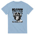 Trance Gorilla graphic tee featuring a gorilla wearing headphones with boombox accents on a light blue shirt.