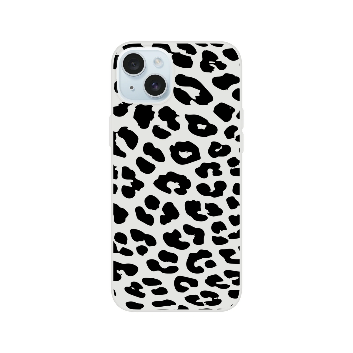 Retro Snow Leopard iPhone case with bold black leopard print on light background for iPhone 13–16