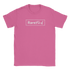 Pink women's T-shirt with a white rectangular-bordered "RareFind" logo on the front.
