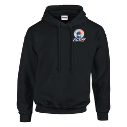 Black men's hoodie featuring a colorful Urban Palm Trees Full Send graphic, front pouch pocket, and modified car culture style.