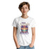 White women's graphic T-shirt with tropical sunset, palm trees, ocean, and Hawaiian Sunsets & Mai Tai Dreams text.