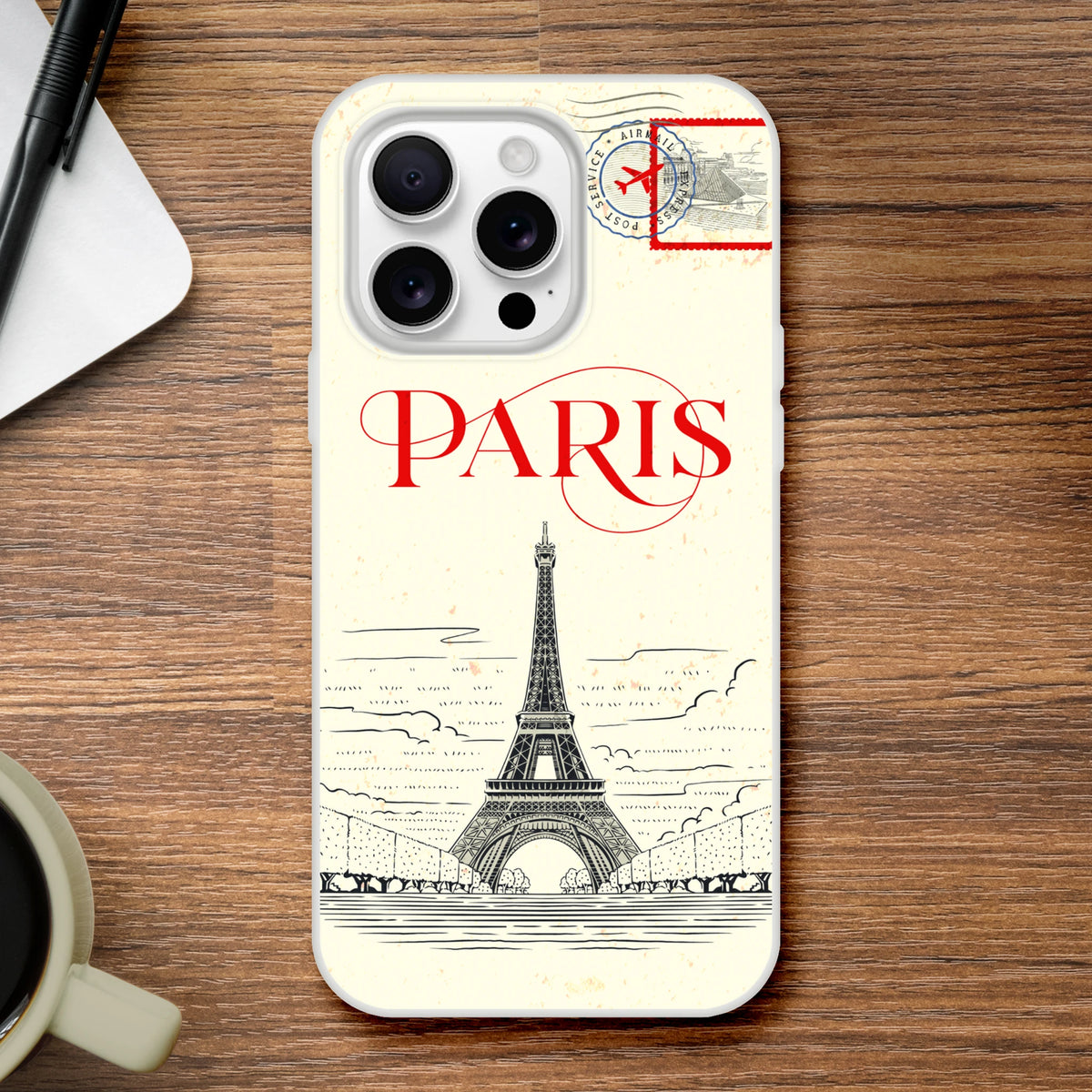 Vintage postcard Paris Holiday iPhone case with Eiffel Tower design for iPhone 13-16.