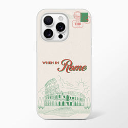 Vintage Postcard iPhone Case (13-16) Rome Holiday with Colosseum illustration and retro stamps.