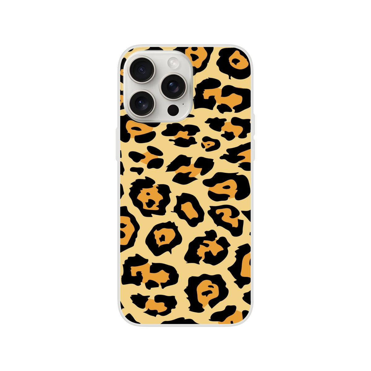 Classic leopard print iPhone case with retro beige and black spots for iPhone 13-16.