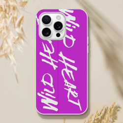 Cute Believe In Yourself wild heart iPhone case for iPhone 13–16; magenta matte cover with lasting slogan.