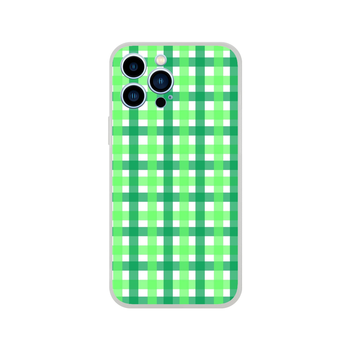 Green gingham iPhone case with a bold, playful checkered print.
