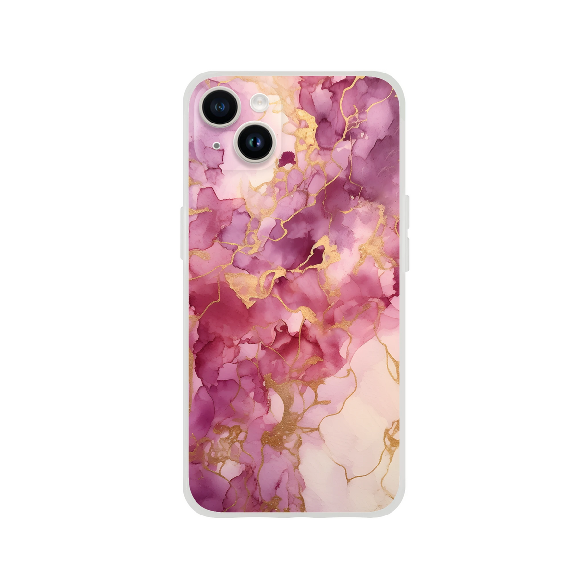 Pink marble iPhone case with blush rose-gold veins, abstract design, slim matte shell for iPhone 13–16