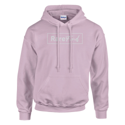 Lavender hoodie featuring a Rare Find graphic in a white-bordered rectangle, with front pouch pocket and drawstring hood